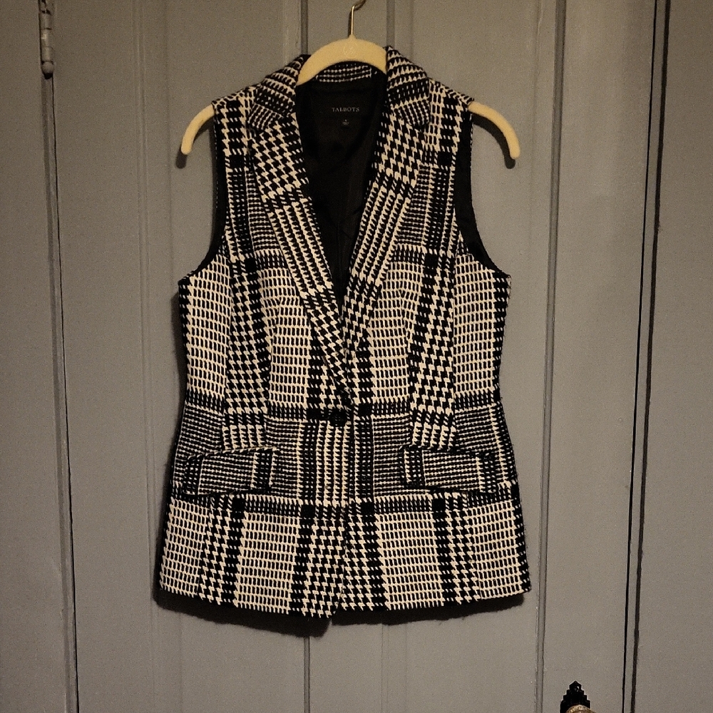 Tahari Monochrome Checkered Vest